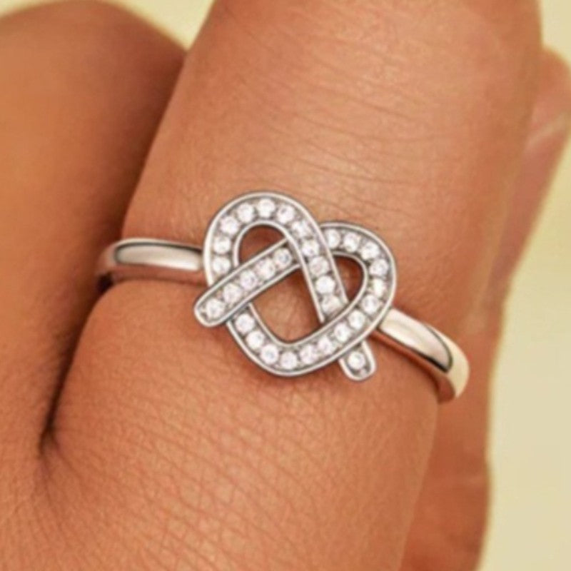 Crystal Heart Knot Ring
