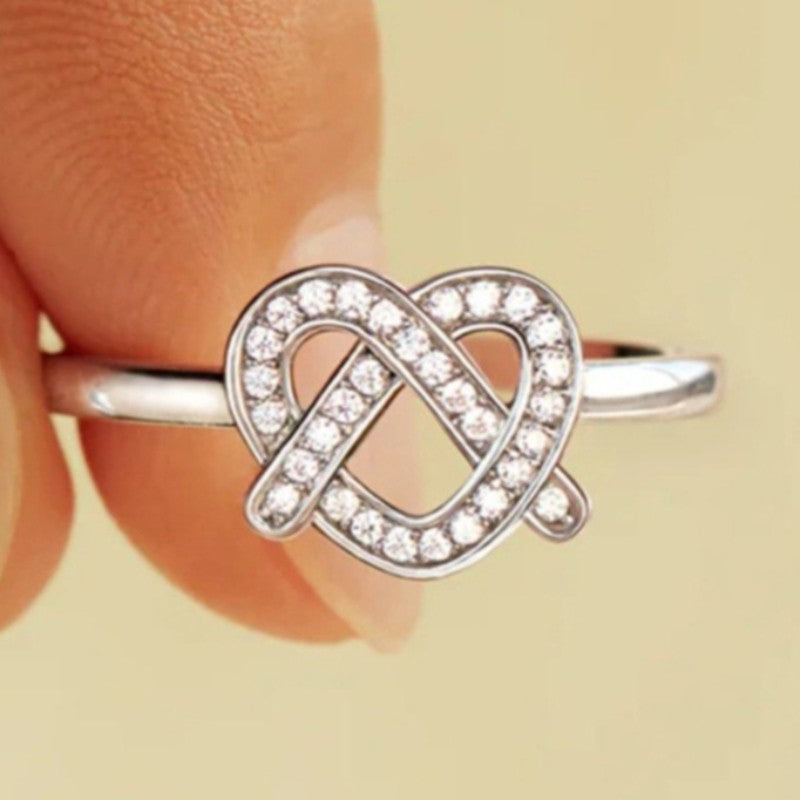 Crystal Heart Knot Ring