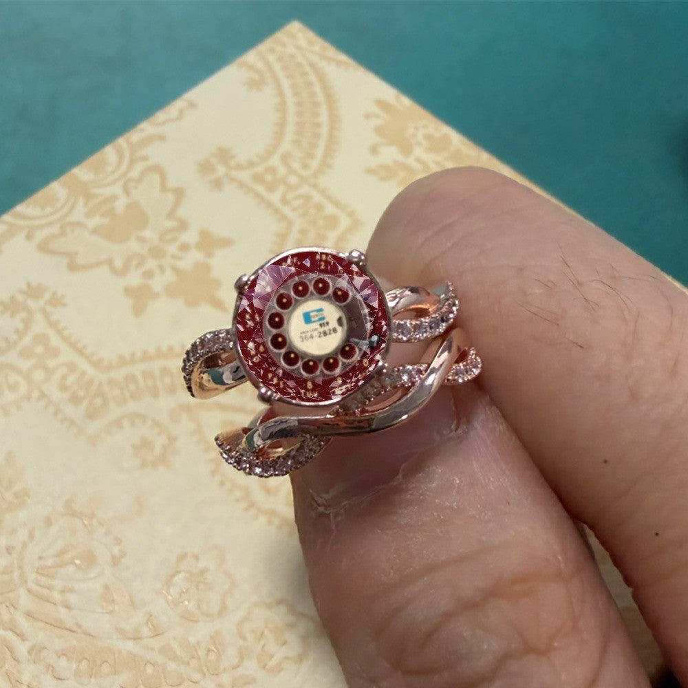 Rotary Dial Crystal Ring