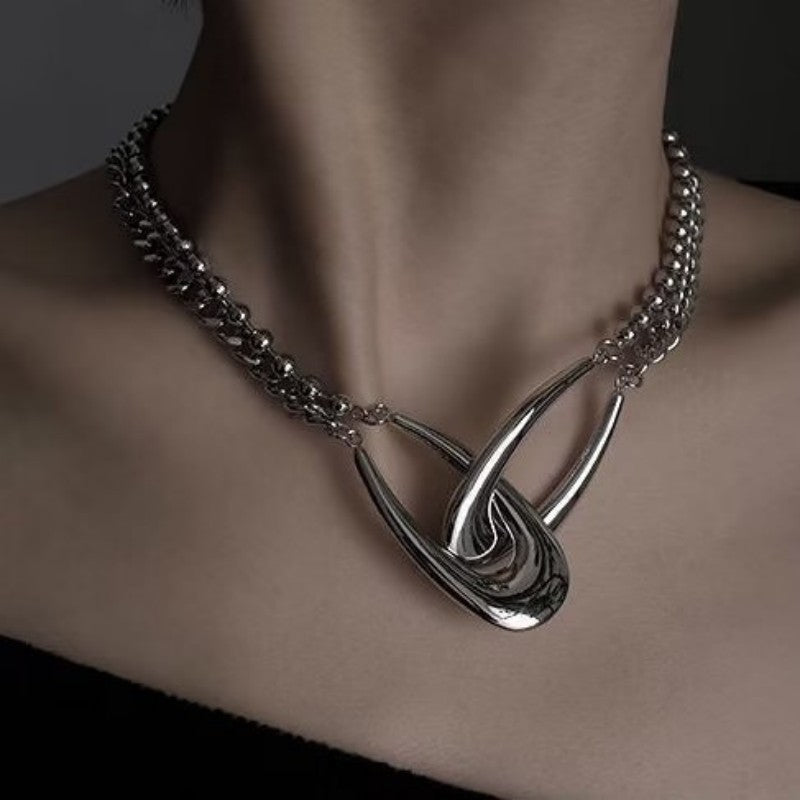 Interlocking Crescent Choker Necklace