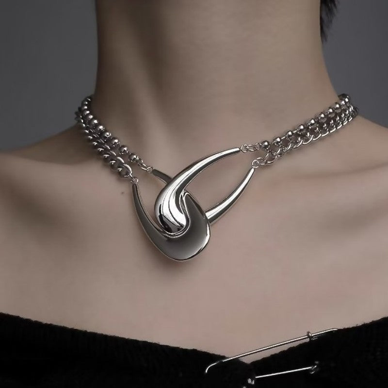 Interlocking Crescent Choker Necklace