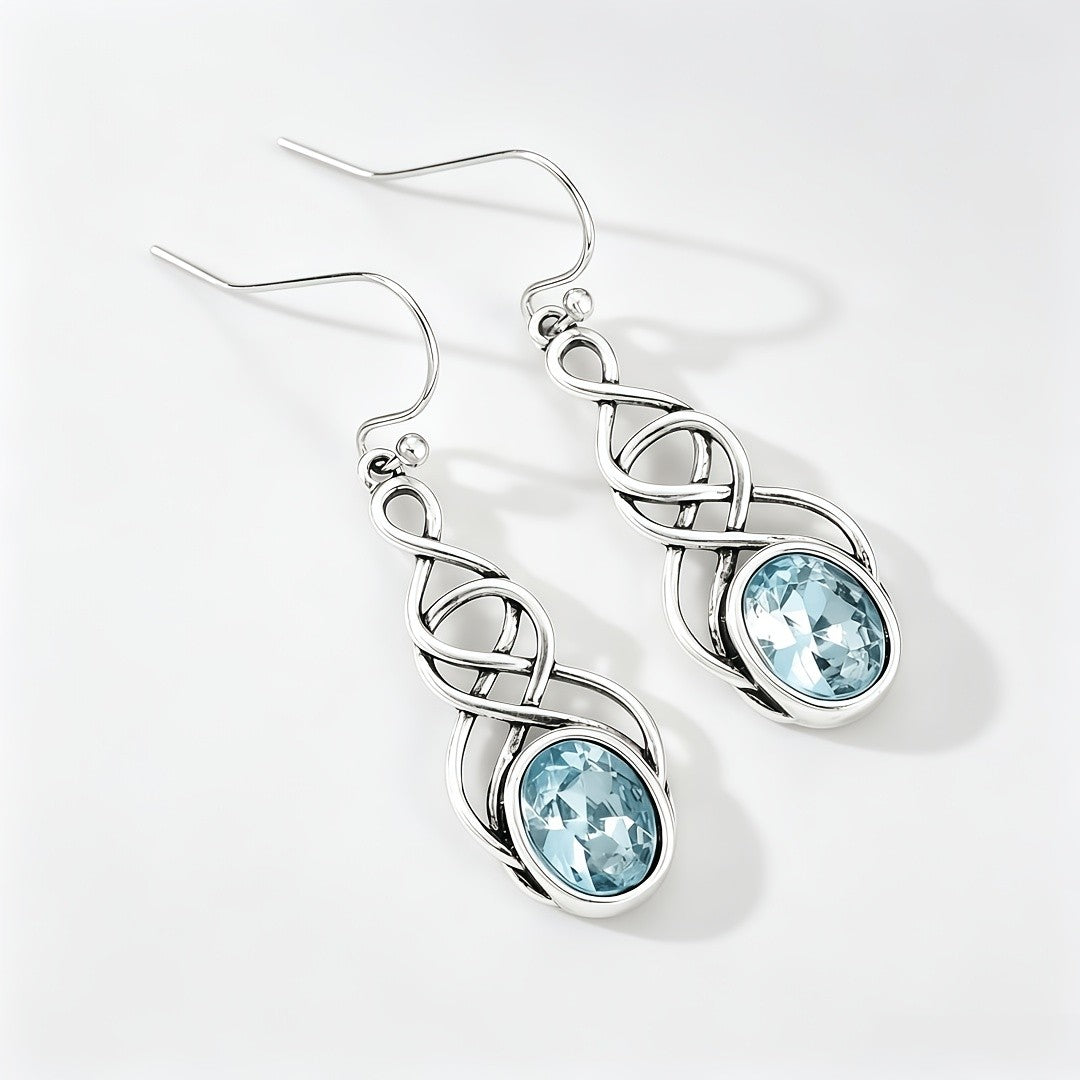 Blue Zircon Celtic Knot Earrings