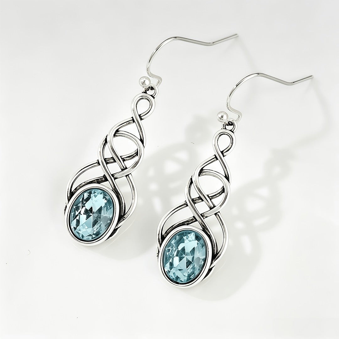 Blue Zircon Celtic Knot Earrings