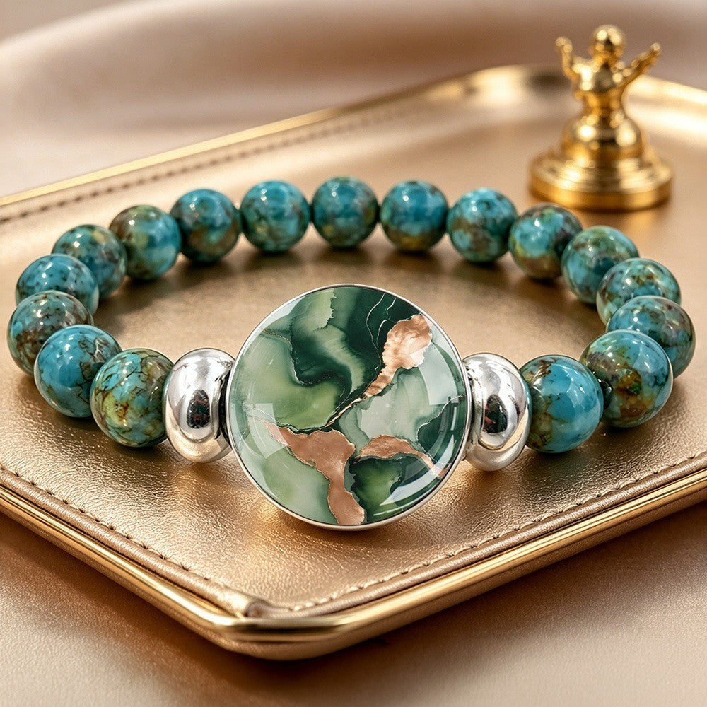 Green Marble Statement Bracelet
