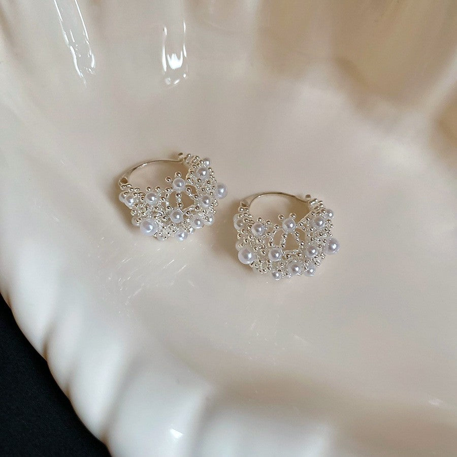 Crystal Flower Cluster Hoop Earrings