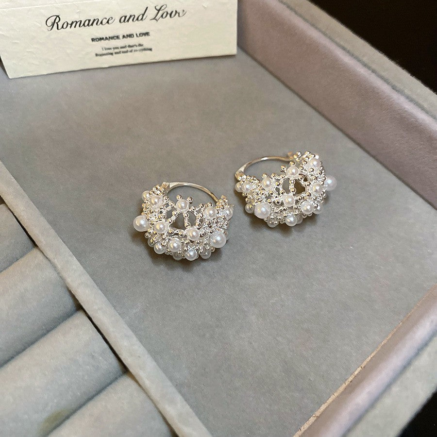 Crystal Flower Cluster Hoop Earrings