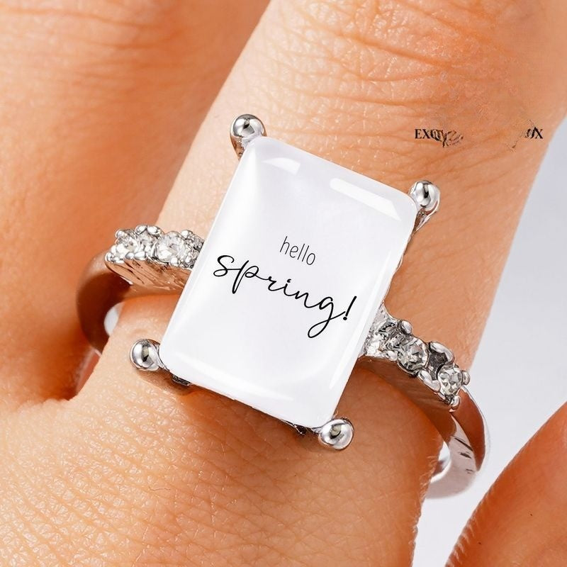 Hello Spring Rectangle Ring