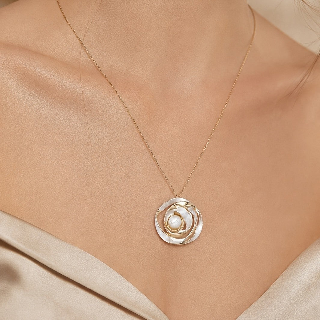 Spiral Rose Pendant Necklace
