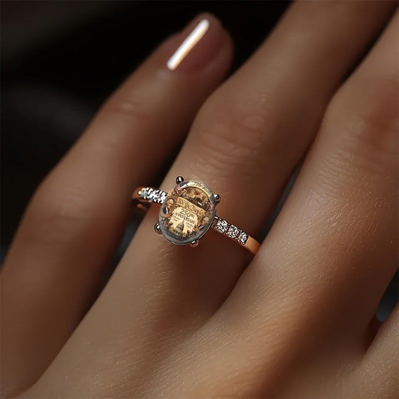 Historical Scene Oval Ring