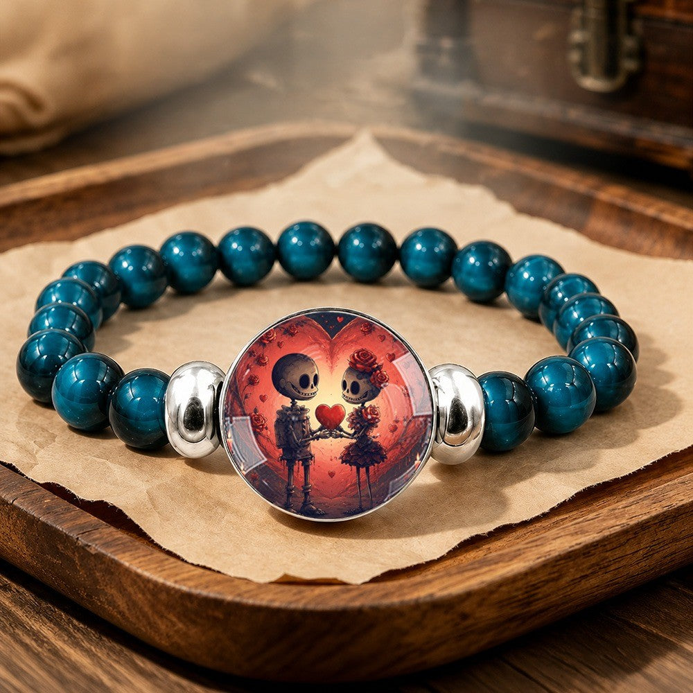 Skeleton Couple Heart Bracelet