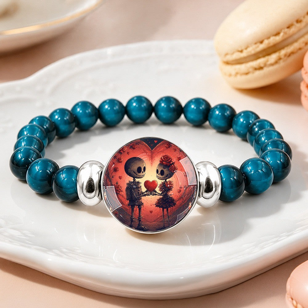 Skeleton Couple Heart Bracelet