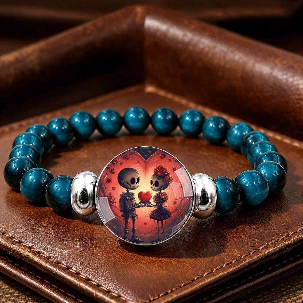 Skeleton Couple Heart Bracelet