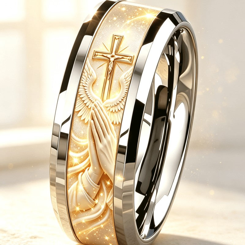 Praying Hands & Cross Ring