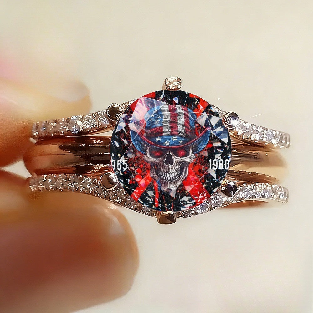 Patriotic Skull Statement Ring
