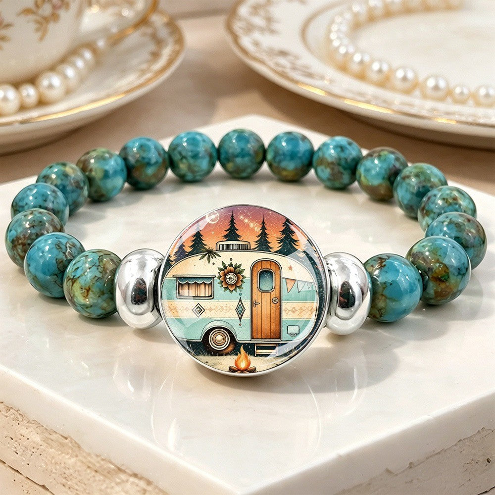 Turquoise Bead Camper Scene Bracelet