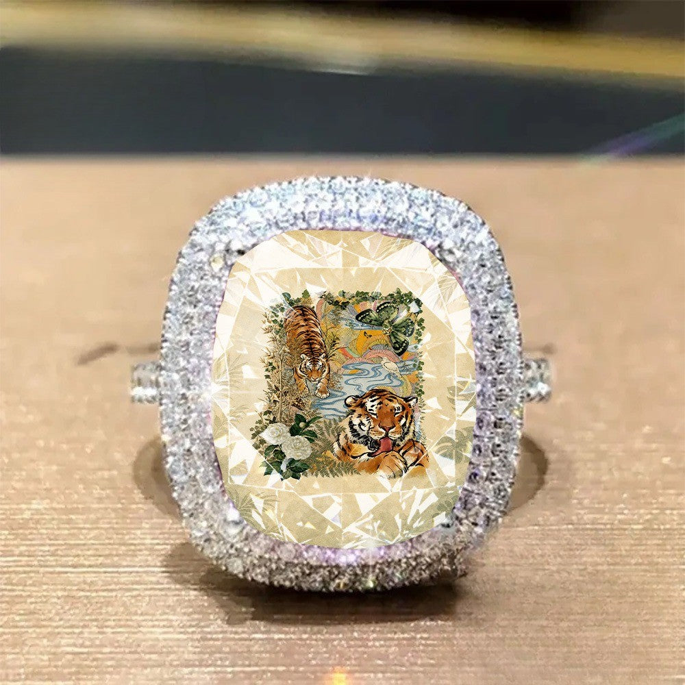 Tiger Jungle Square Ring