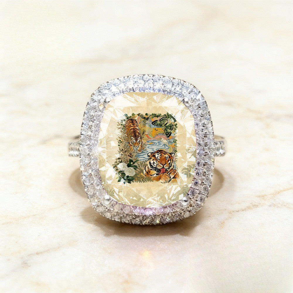Tiger Jungle Square Ring