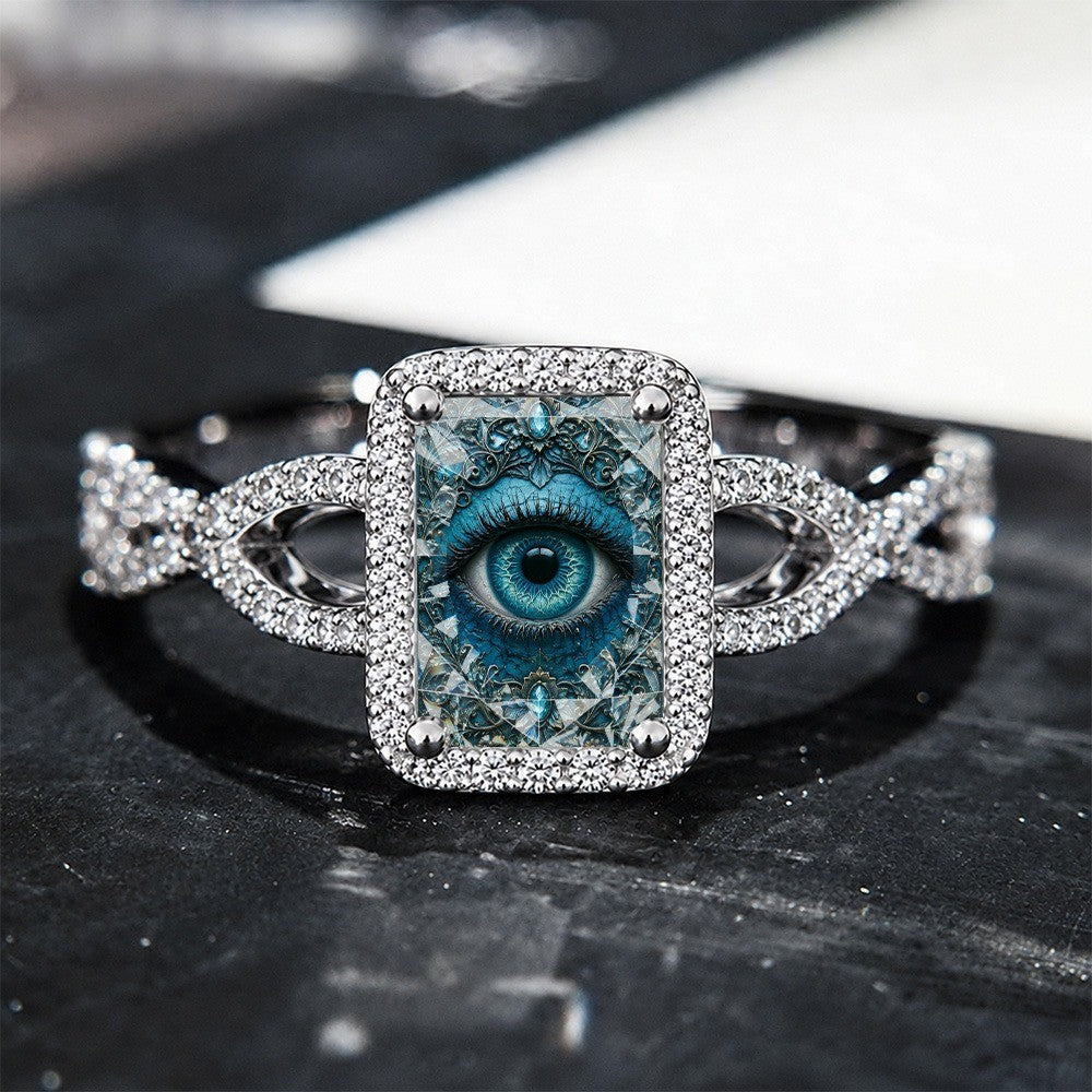 Blue Eye Glass Square Ring
