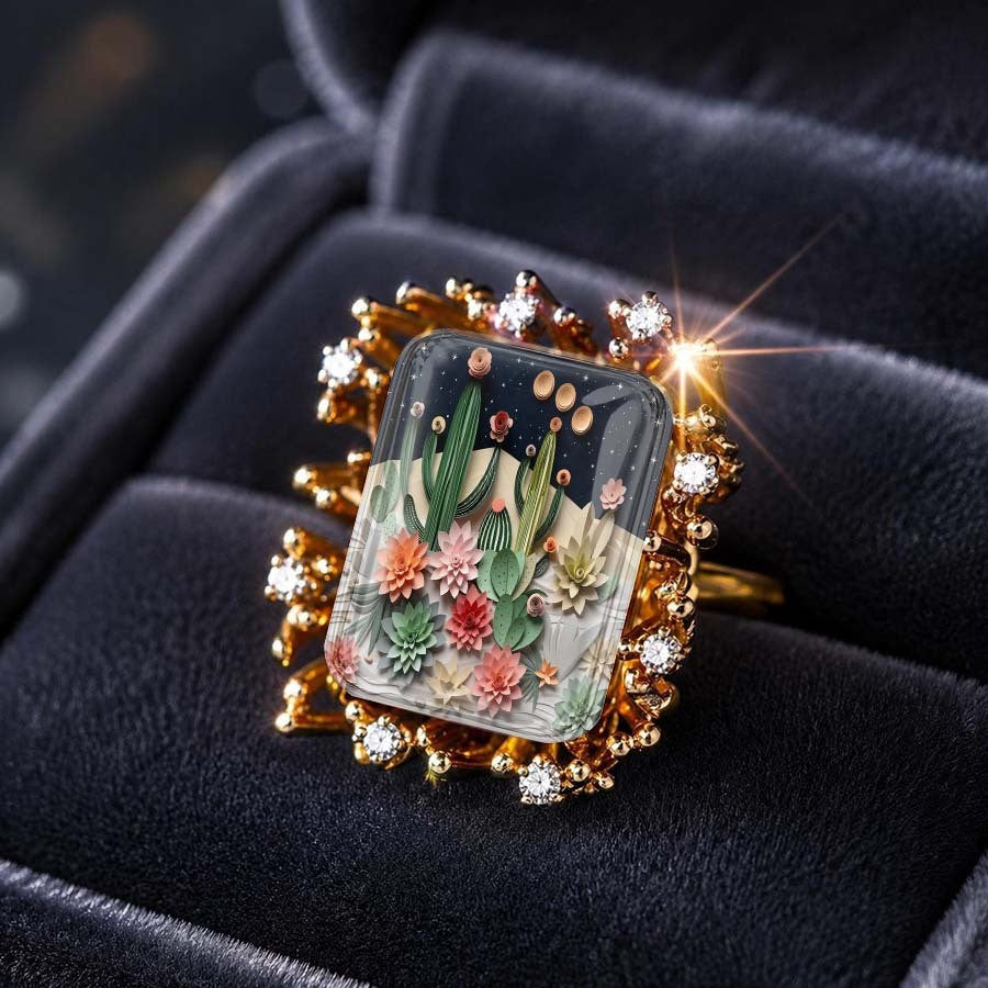 Succulent Garden Square Ring