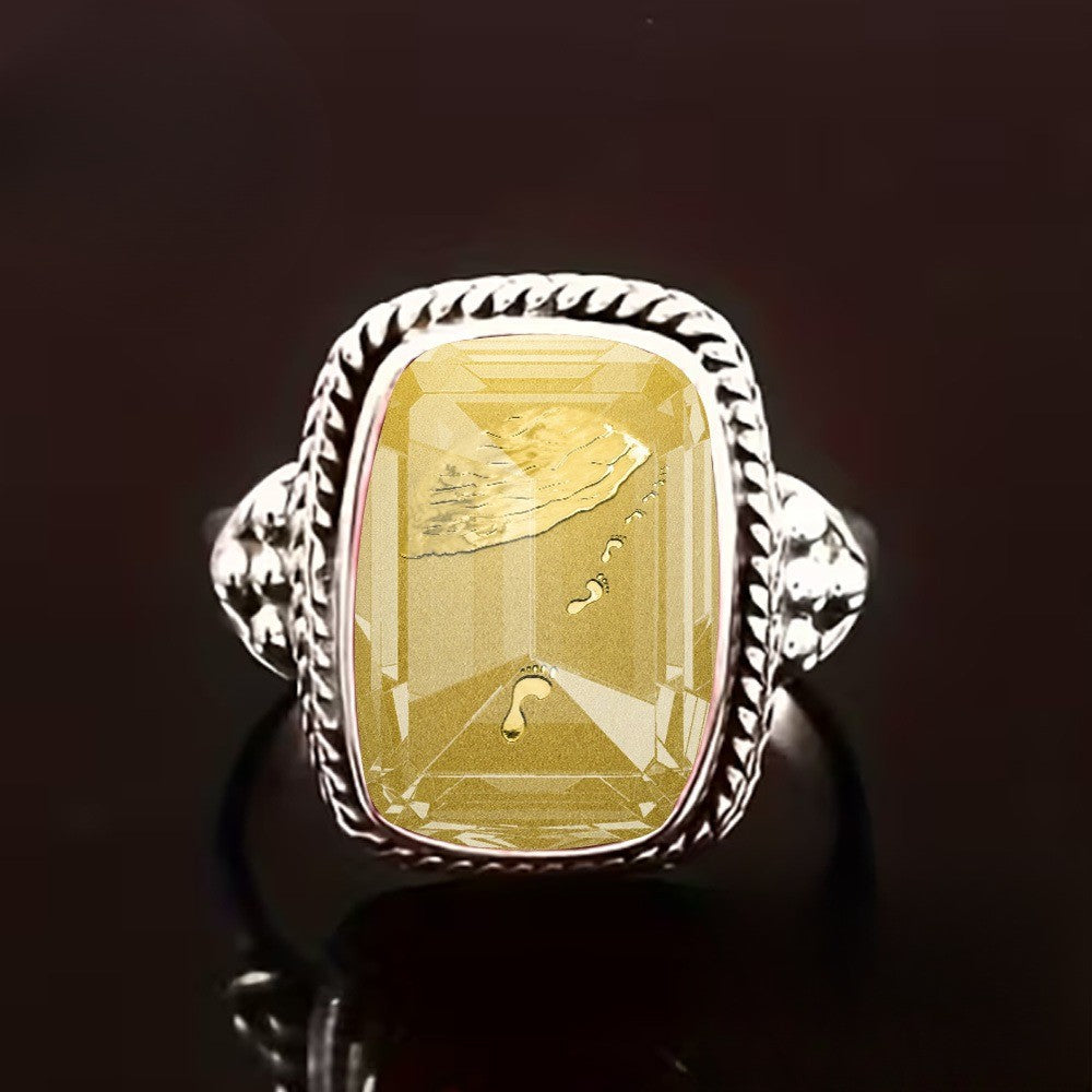 Yellow Square Footprint Ring