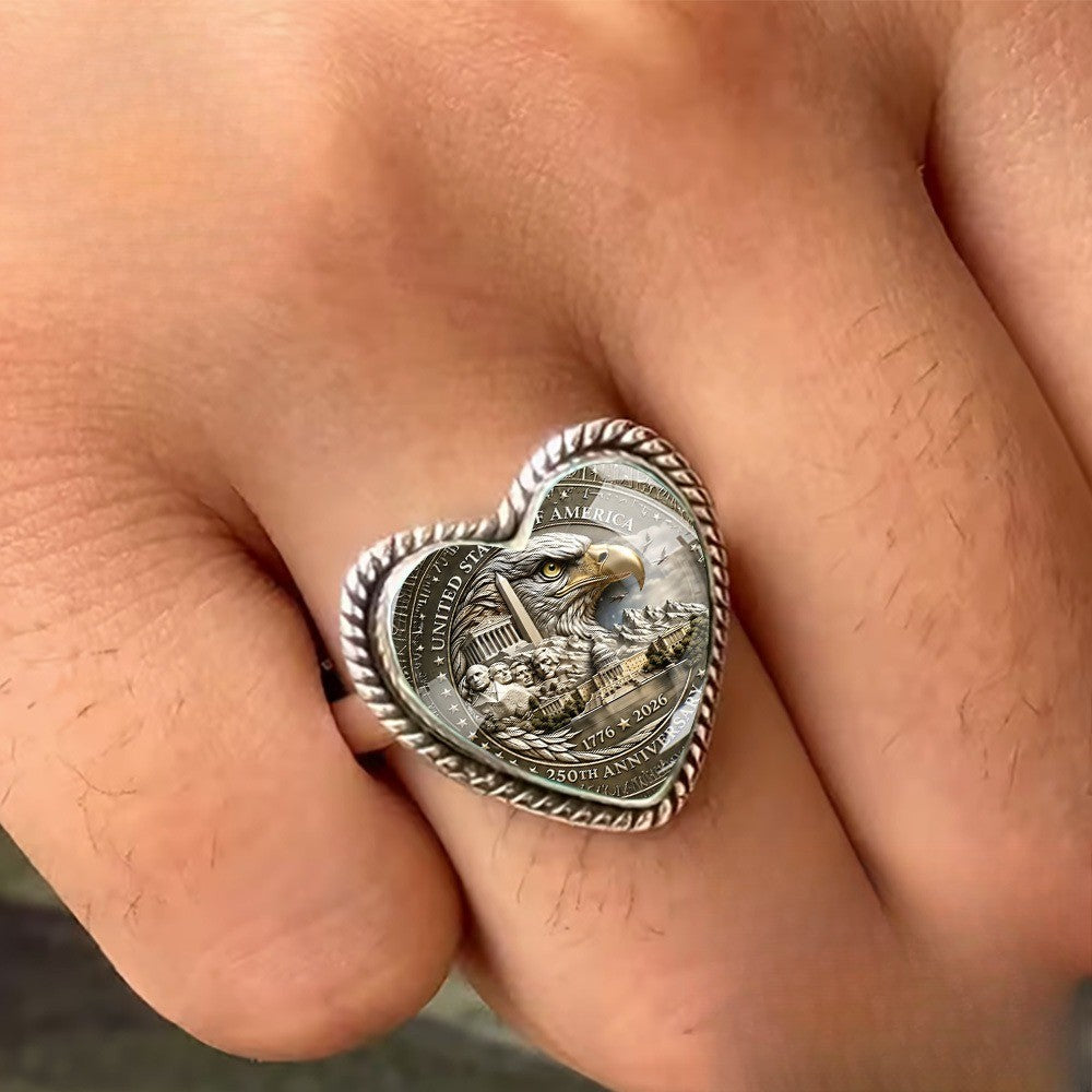 Eagle Commemorative Heart Ring