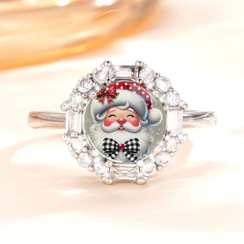 Santa Claus Glass Dome Ring