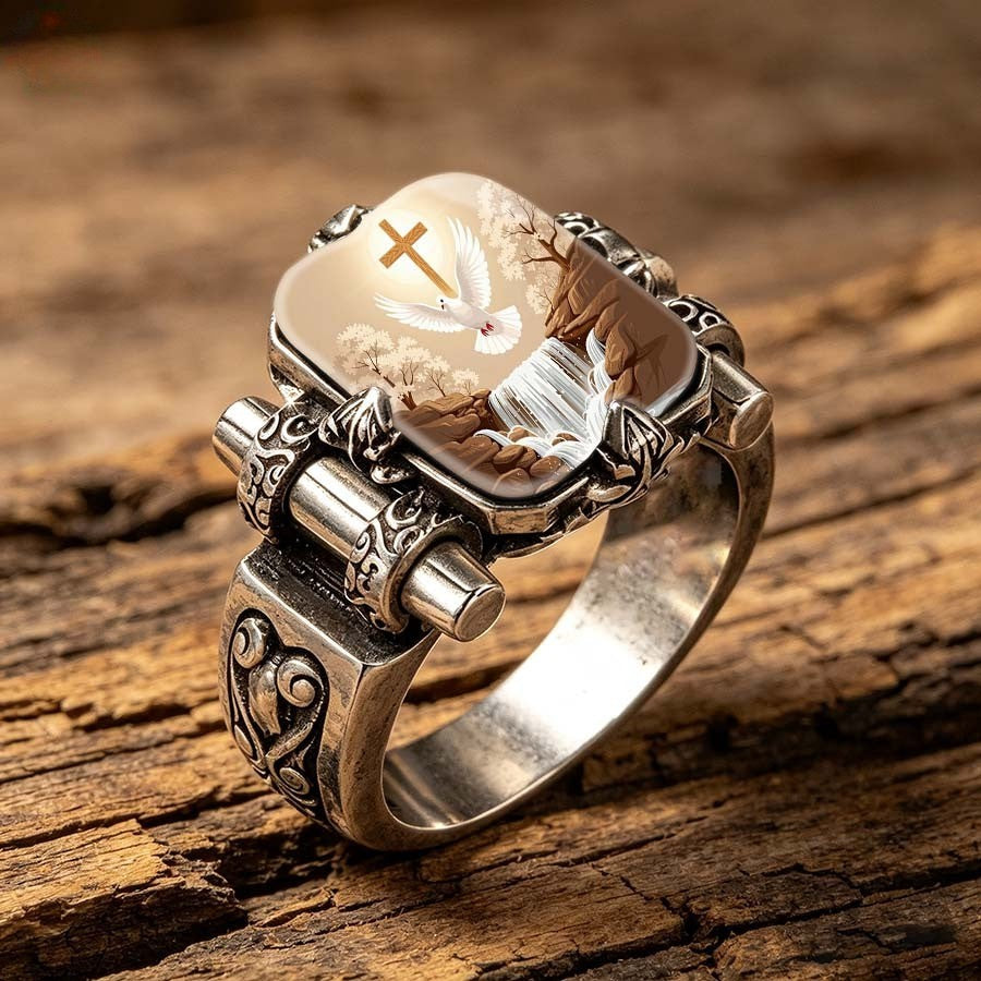 Dove & Waterfall Square Ring