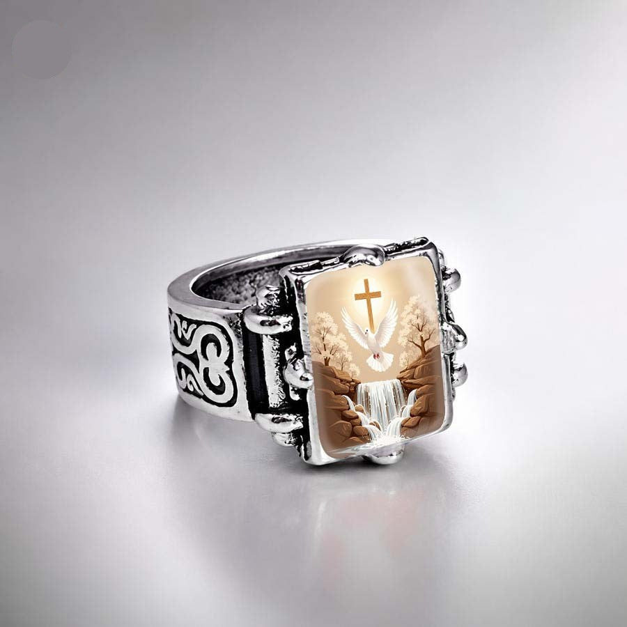 Dove & Waterfall Square Ring
