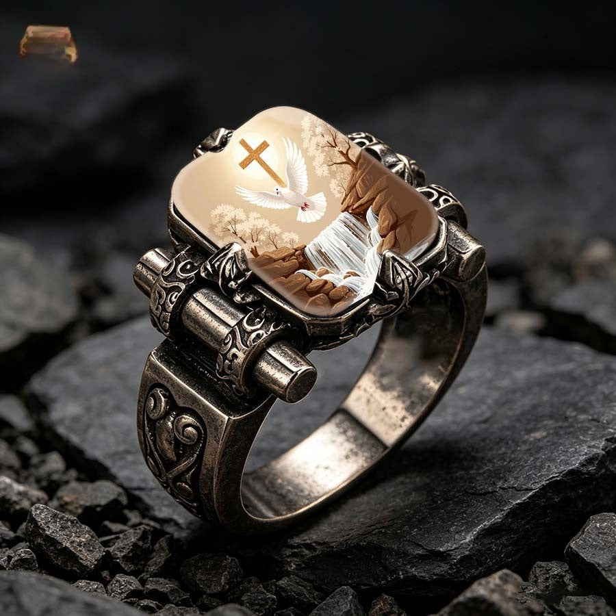 Dove & Waterfall Square Ring