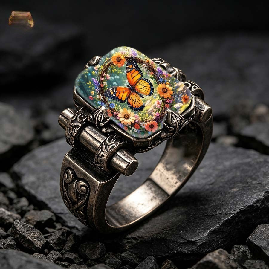 Butterfly Floral Wreath Ring