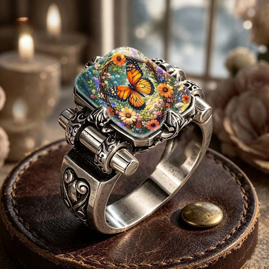 Butterfly Floral Wreath Ring