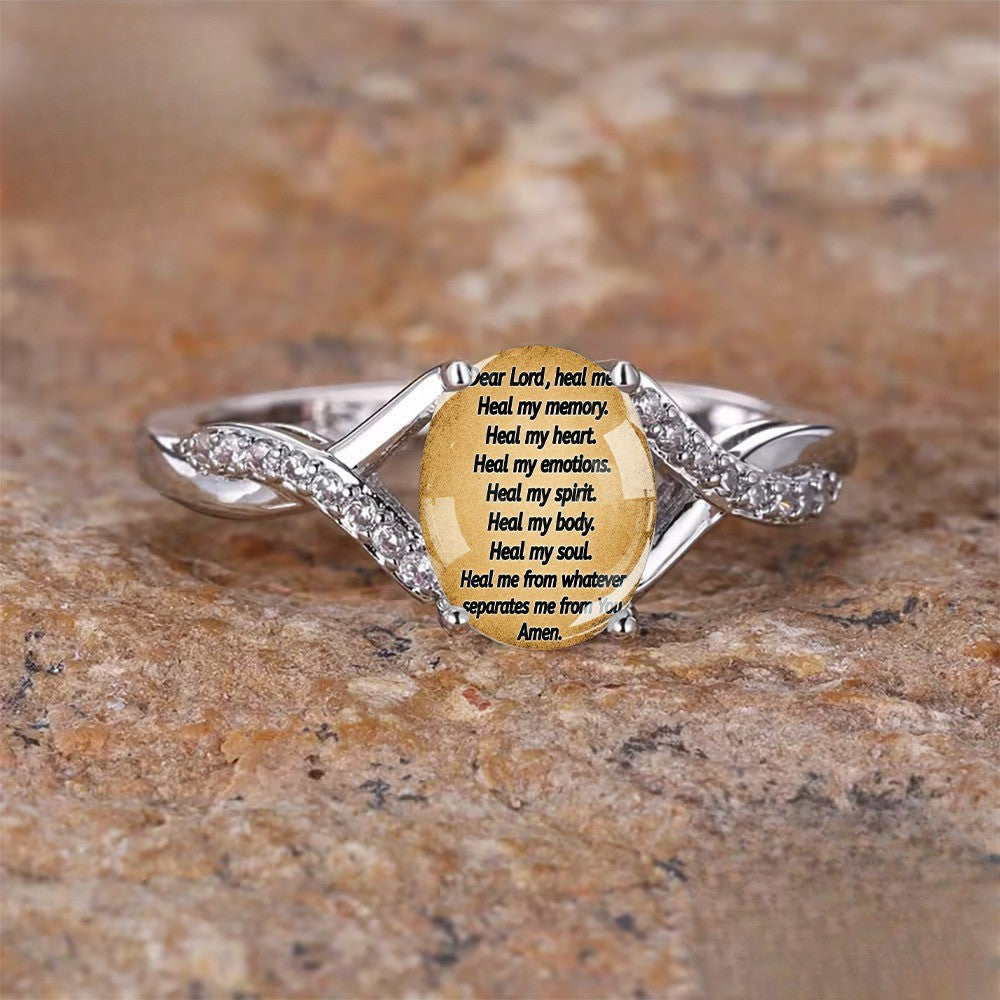 Prayer Script Oval Ring
