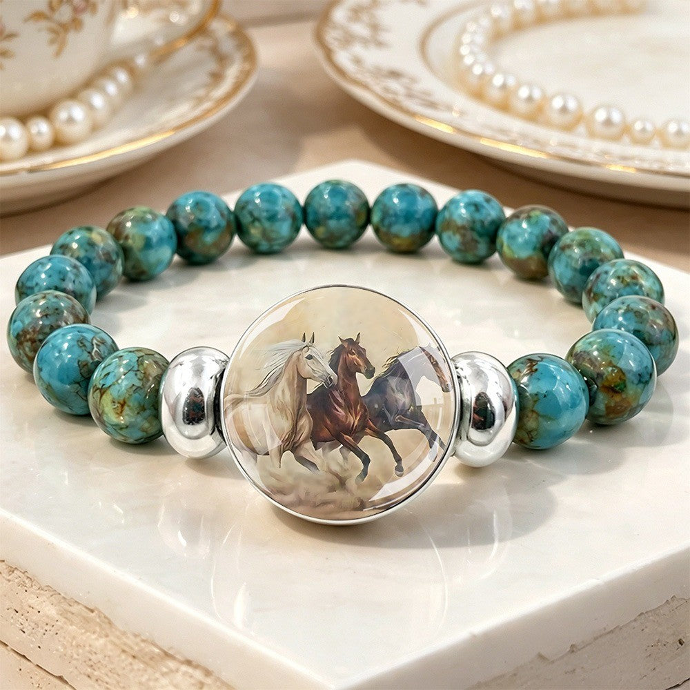 Galloping Horses Turquoise Bracelet