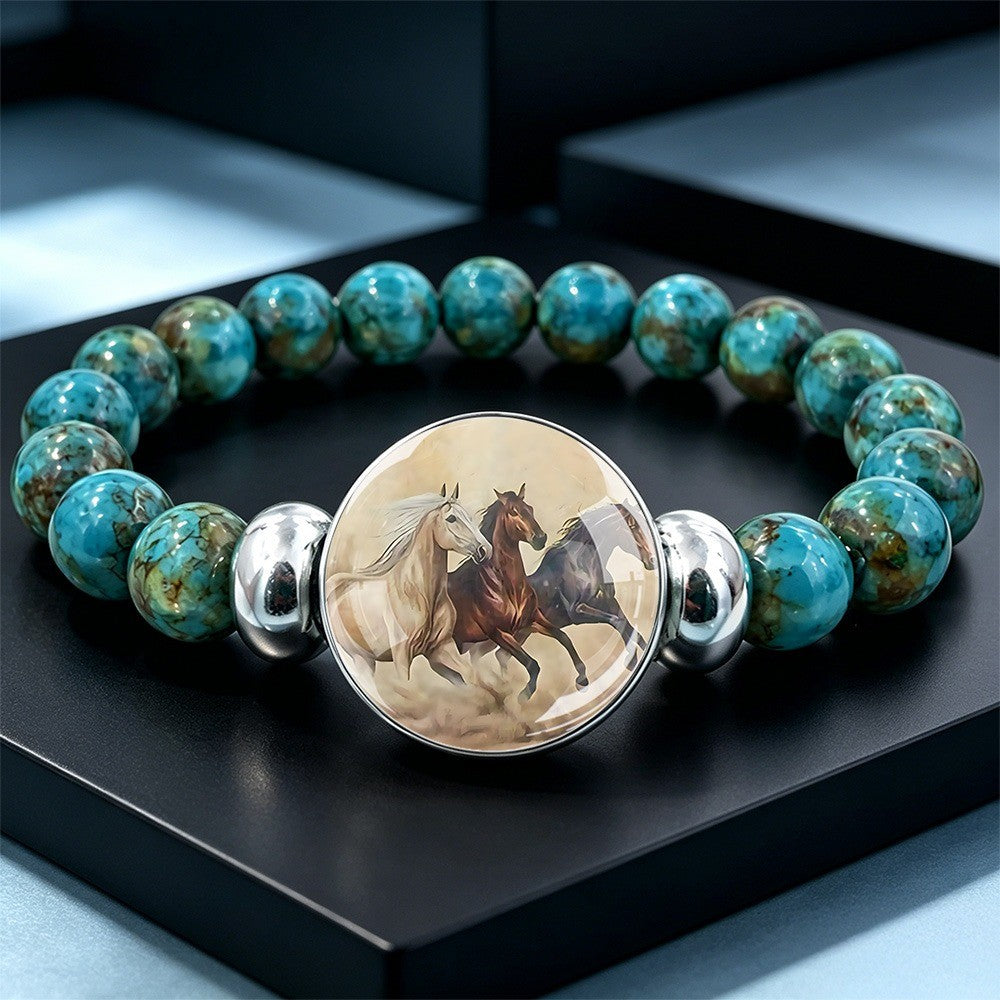 Galloping Horses Turquoise Bracelet