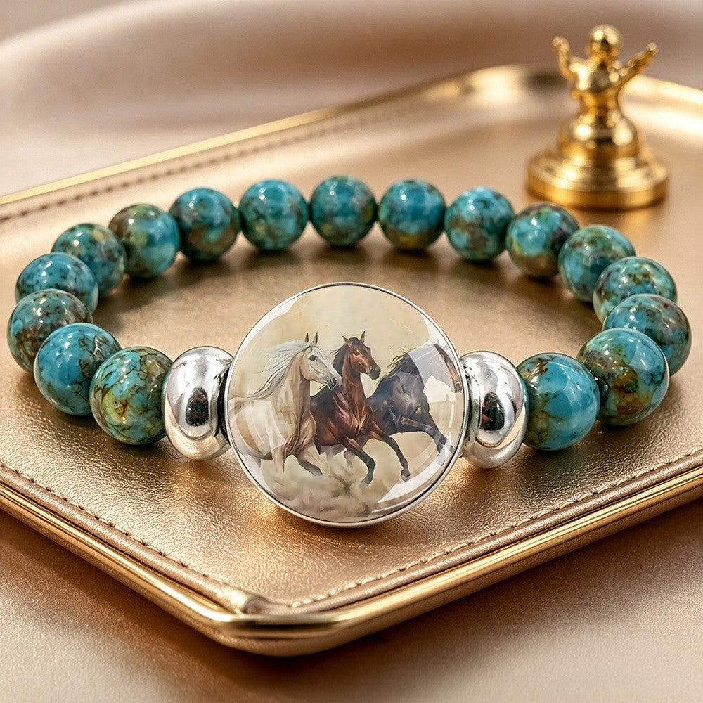 Galloping Horses Turquoise Bracelet