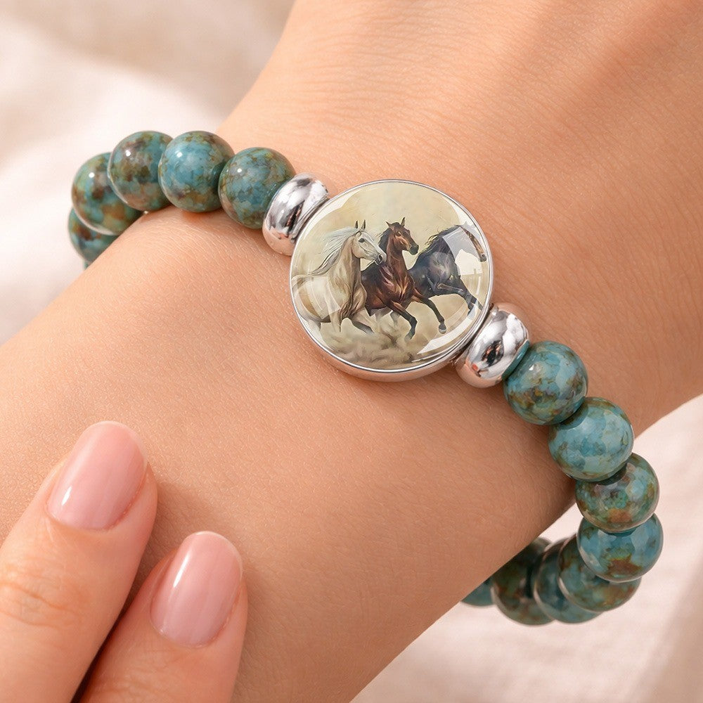 Galloping Horses Turquoise Bracelet