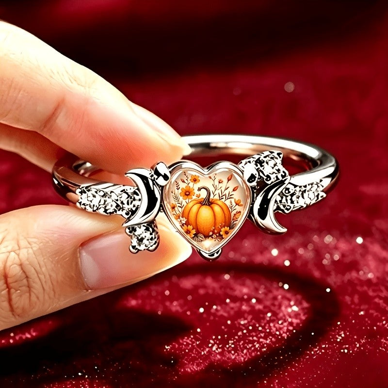 Autumn Pumpkin Heart Ring
