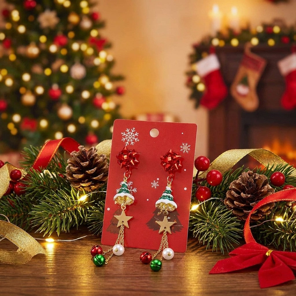 Christmas Tree Star Drop Earrings