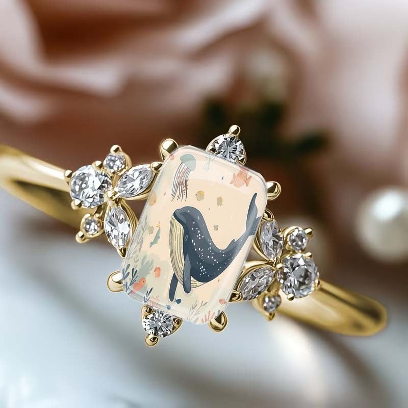 Whale Ocean Scene Ring
