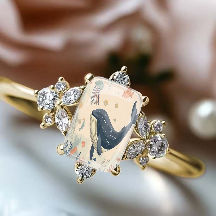 Whale Ocean Scene Ring