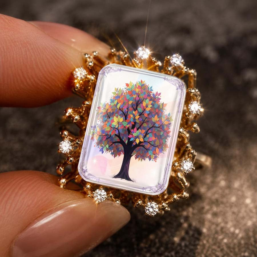 Colorful Tree Glass Ring