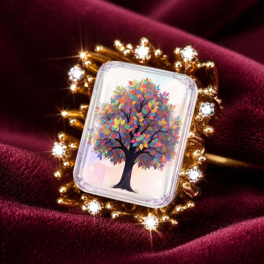 Colorful Tree Glass Ring
