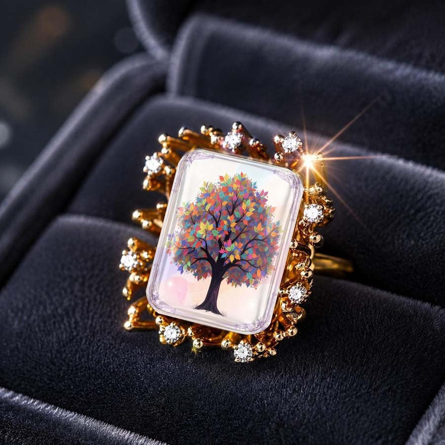 Colorful Tree Glass Ring