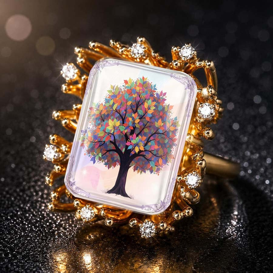 Colorful Tree Glass Ring