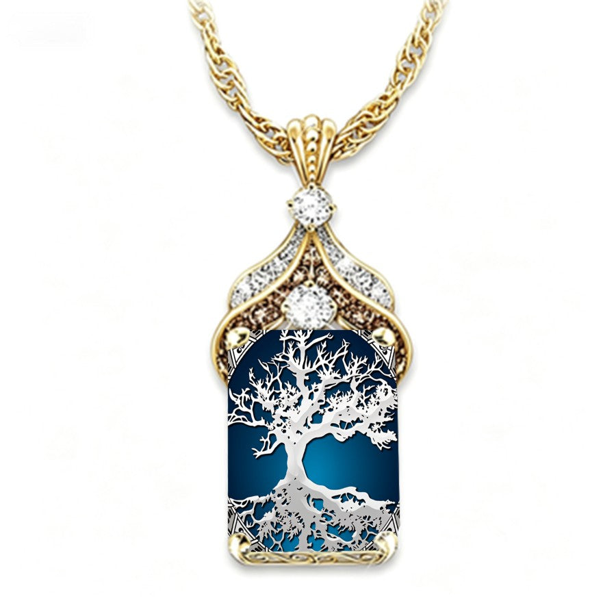 Tree of Life Glass Pendant Necklace