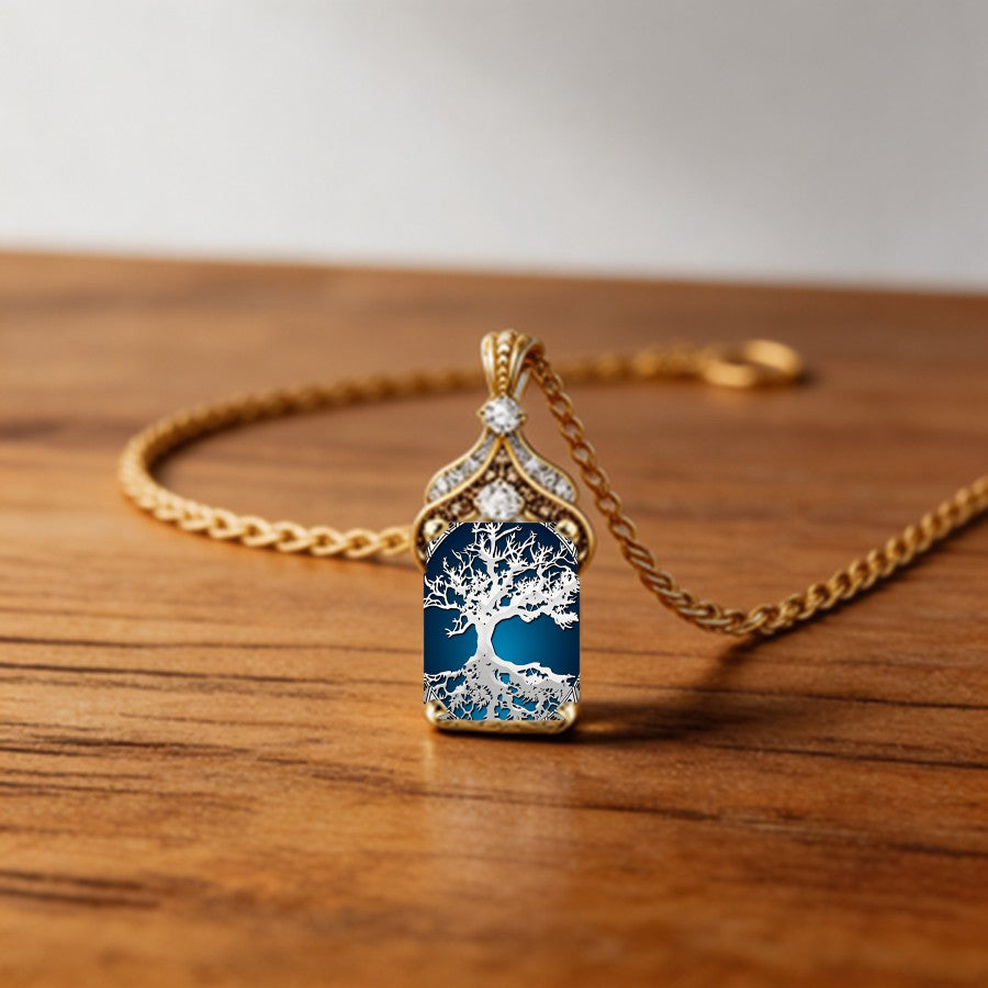 Tree of Life Glass Pendant Necklace