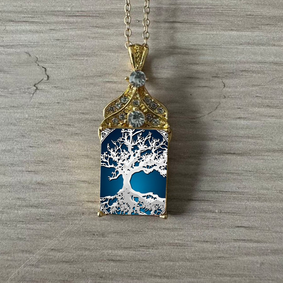 Tree of Life Glass Pendant Necklace