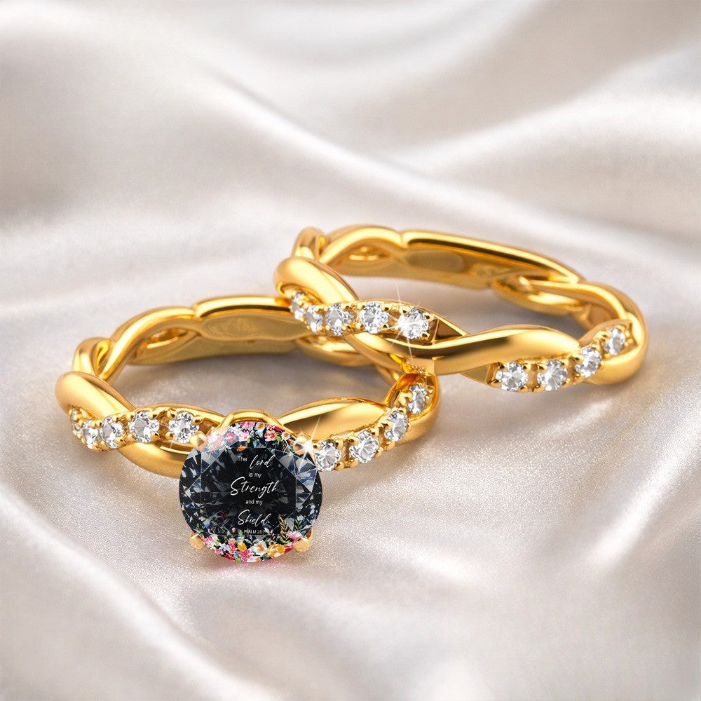 Twisted Floral Scripture Ring