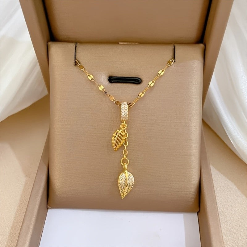 Double Leaf Pendant Necklace