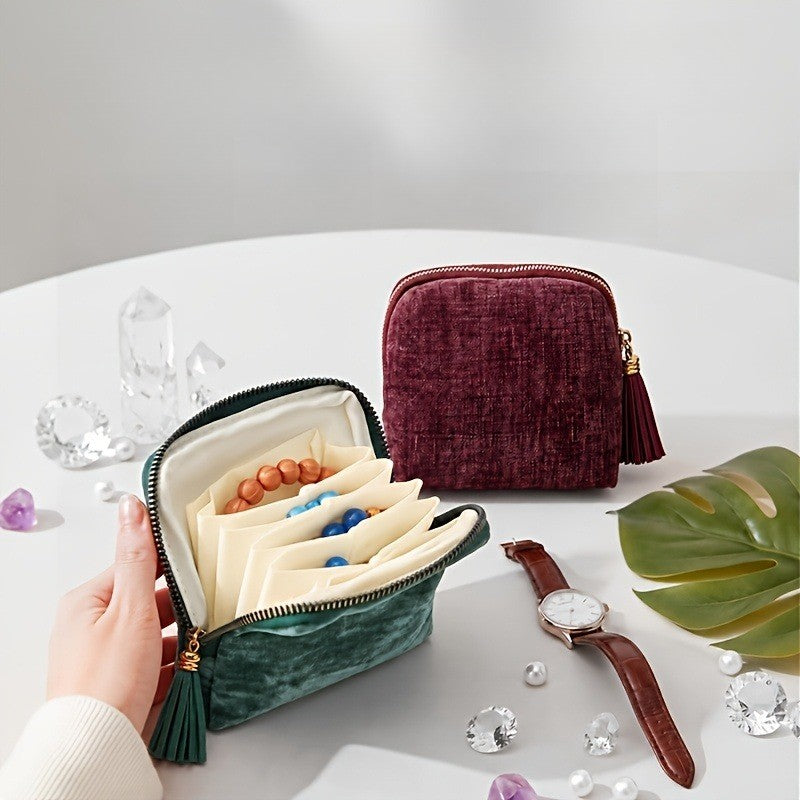 Velvet Zippered Jewelry Pouch